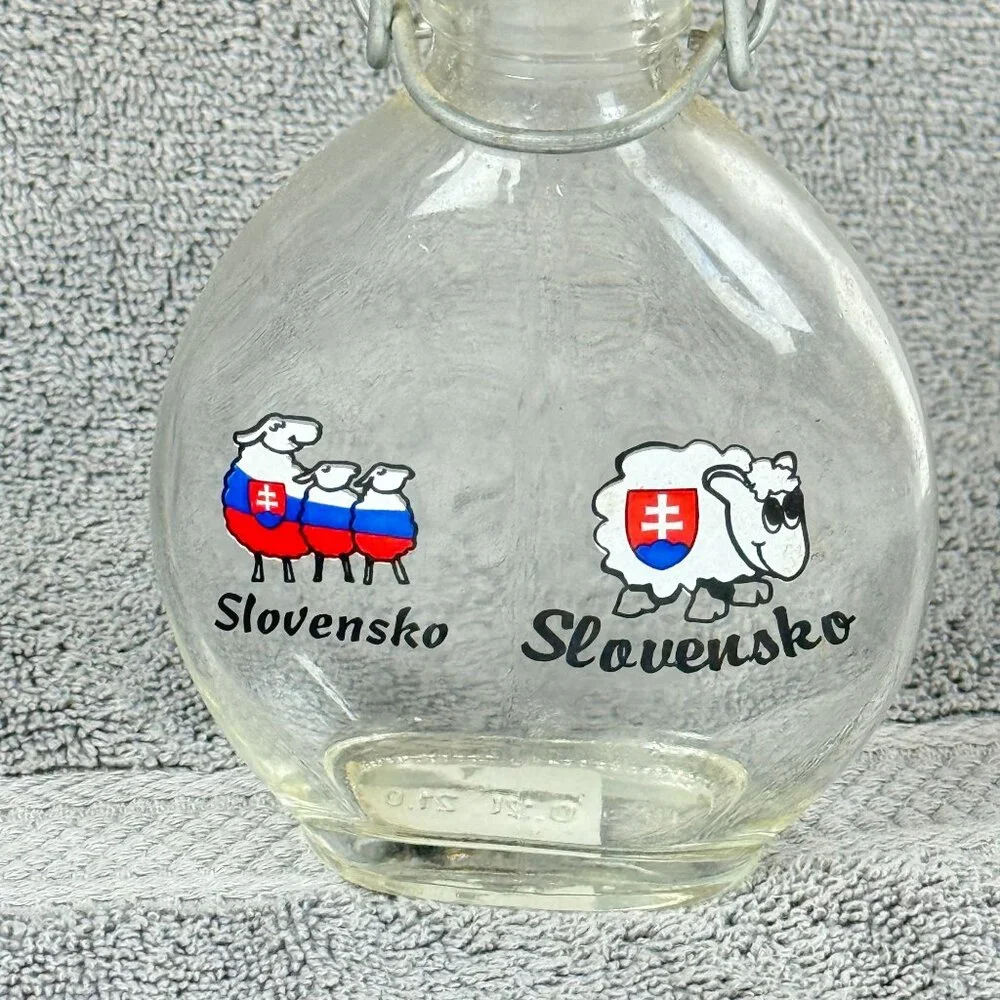 Clear Glass Slovensko Bottle With Sheep Print & Swing Top 250ml Unique Design Gi